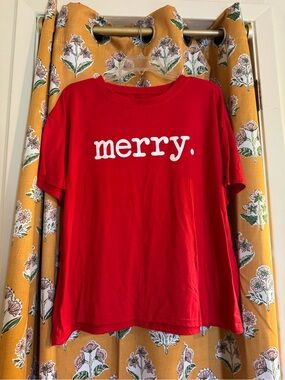 SHEIN Red 'merry.' Short Sleeve Tee
